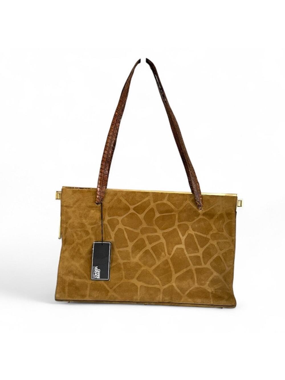 Gianni Versace Borsa Crosta Suede,Python Strap Handbag – Vintage 80s–90s, Unused